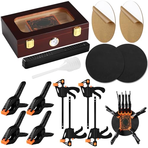 Didaey Card Flattening Kit Trading Card Flattening Tool Accessory Kit Included Humidor, 2 Acrylic Plates, 4 Vices, 4 Clamps, 2 Indent Mats for Fix Bent Cards and Flatten Lifted Edges