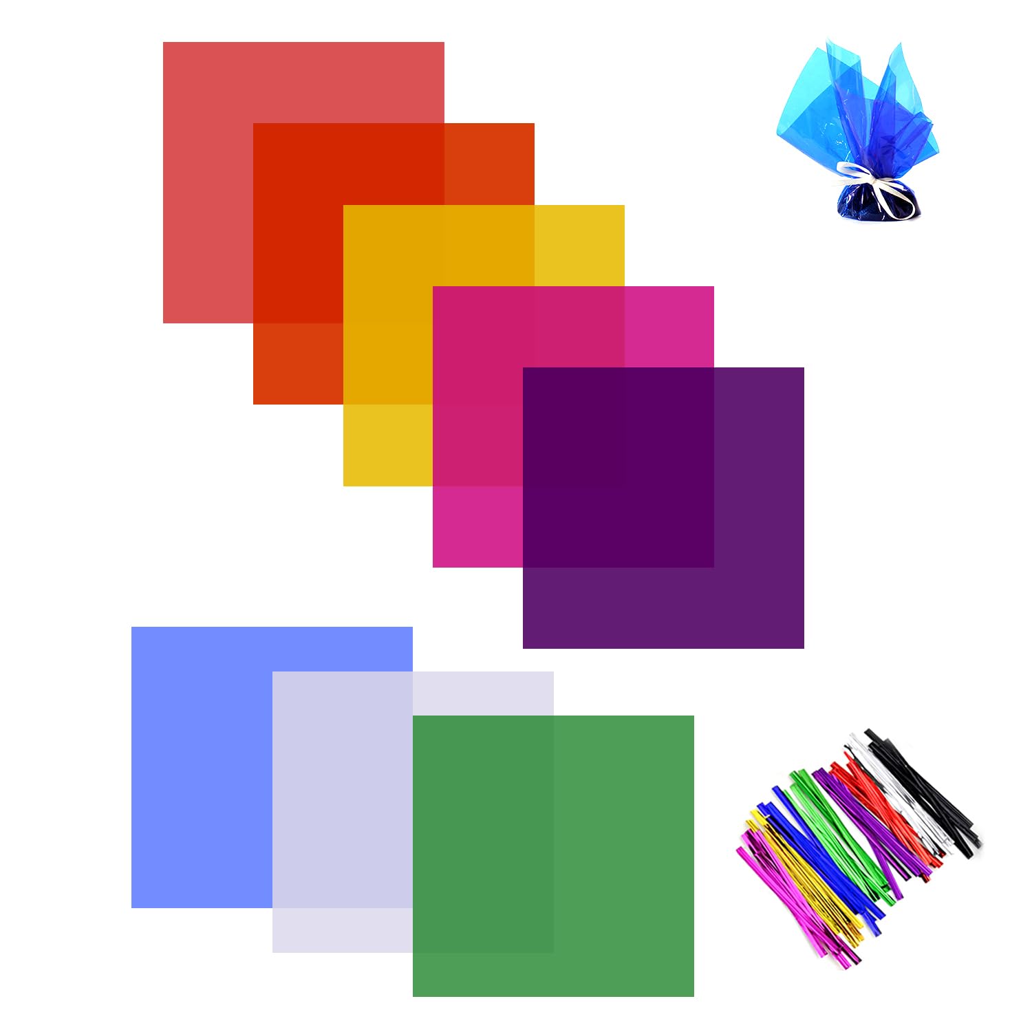 160 hojas de papel de caramelo de colores para envolver dulces, papel de envoltura de alimentos, decoración de regalos, con 5 colores de seda, celofán de caramelo (8 colores)