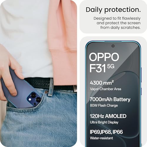Image of ArmourPro Tempered Glass for Oppo F31 with Back Clear Membrane Guard, Edge to Edge Screen Protector, Anti-Bubble, Anti-Fingerprint, Oil Resistant, Installation Kit | Black