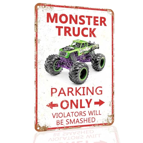 Monster Truck Parking Only Metal Sign Boys Bedroom Monster Truck Parking Wall...