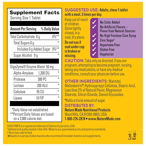 Nature Made Digestive Enzymes 5-in-1 Blend, 90 Chewable Tablets - image 9