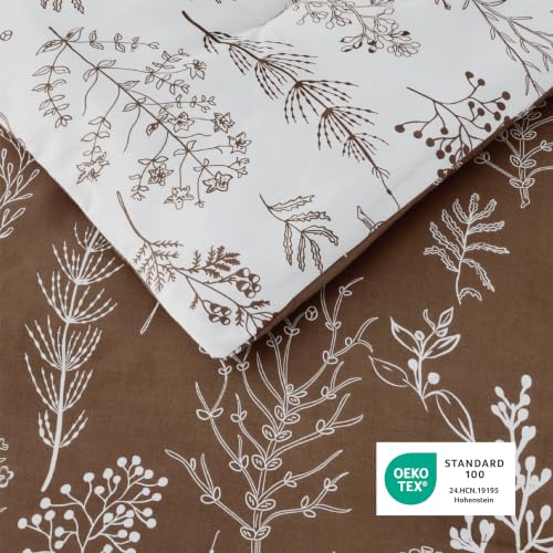 Image of Bedsure Queen Comforter Set - Dark Brown Bed Set, 3 Pieces Cute Floral Bedding, 1 Soft Reversible Botanical Flowers Comforter and 2 Pillow Shams