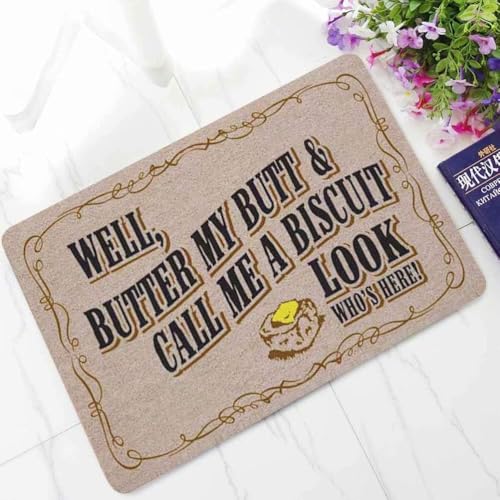 Felpudos Bueno, Unta Mi Trasero con Mantequilla Y Llámame Galleta. Felpudo Interior Impermeable Doormat Resistente Alfombras Baño para Portón Oficina 40X60 CM