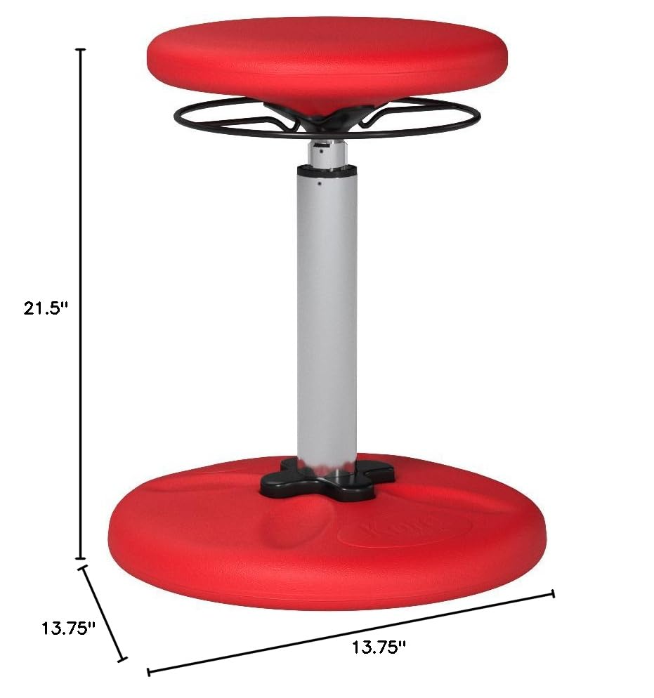 Image of Kore Kids Adjustable Wobble Stool, Ages 8-14, 16.5-24in Tall, Red | Flexible seating for classroom and home boosts focus, improves posture and channels energy; anti-tip base; Made in USA