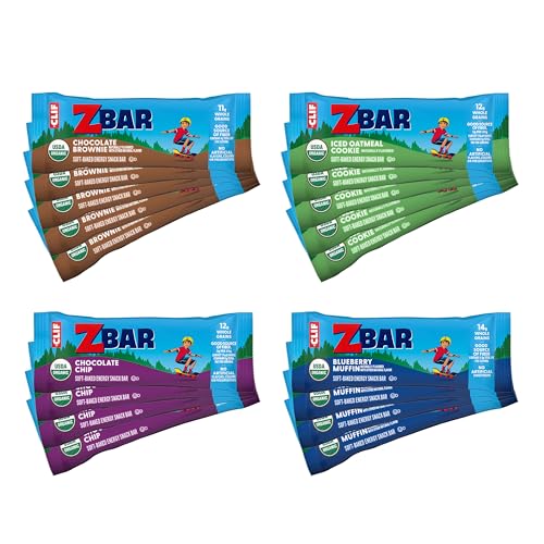 zbar - chocolate chip iced oatmeal cookie and chocolate brownie - variety pack - soft-baked energy snack bars - non-gmo 