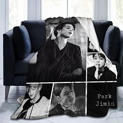 axirdju Jimin Super Soft and Comfortable Flannel Blanket Camping Blanket Beach Blanket Decoration Bedroom Living Room Suitable for Children/Adults Throw Blankets…, Black Cover