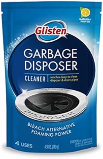 Glisten Garbage Disposer Cleaner, Odor Eliminator with Foaming Action, Removes Build-up and Deep Cleans, Lemon Scent, 4 Uses