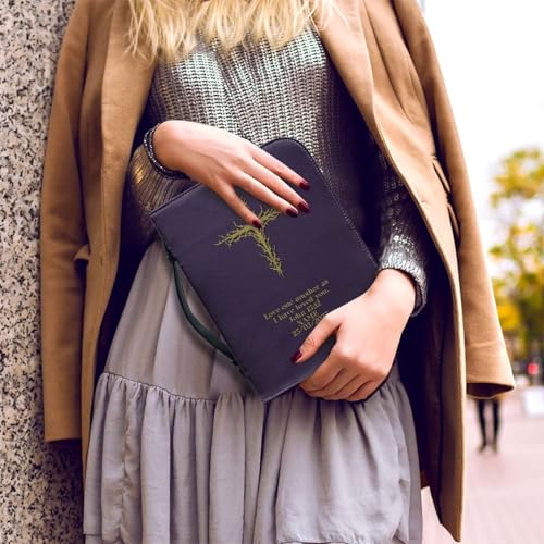 Classic PU Leather Bible Cover for Women Inspirational Bible Verse Design Bible Case with Handle Zip Around Church Bag Tote 2XL Size4