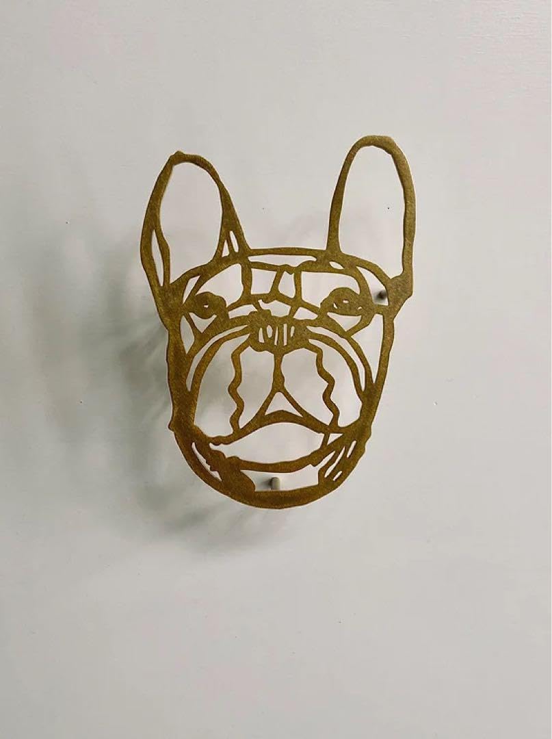 箒に乗って飛びまわるフレンチブルドッグ ワイヤーアート 箒に乗って