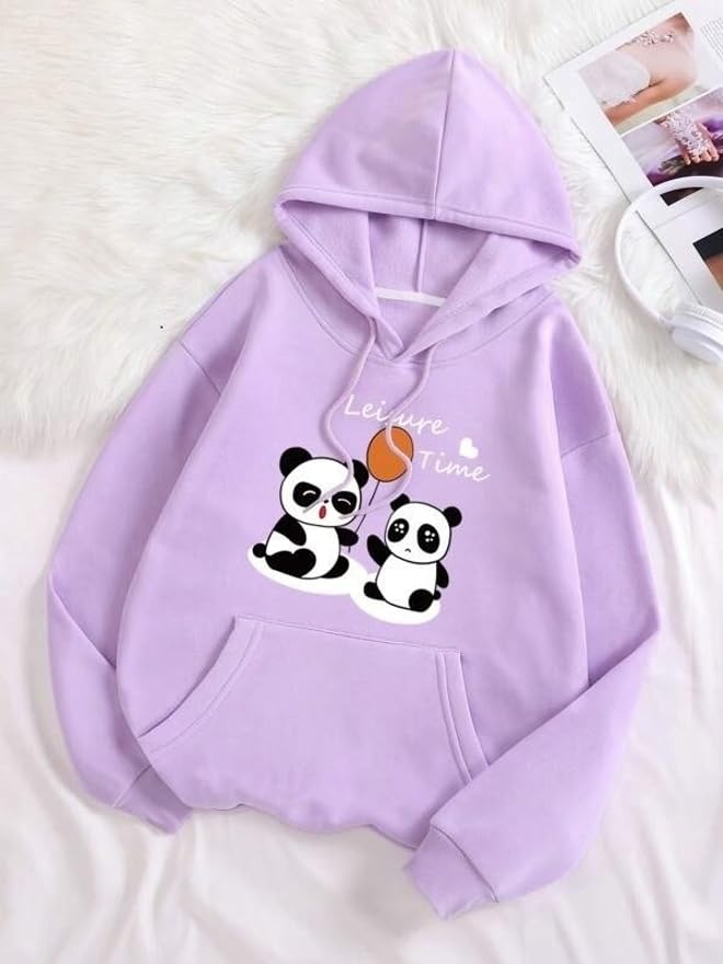 Image of Sweatshirt for Women Cartoon Graphic Drawstring Thermal Lined Oversized Sweatshirts Fashion Casual Women's Warm Sweatshirt Long Sleeve O Neck Lightweight Woman Hoodies