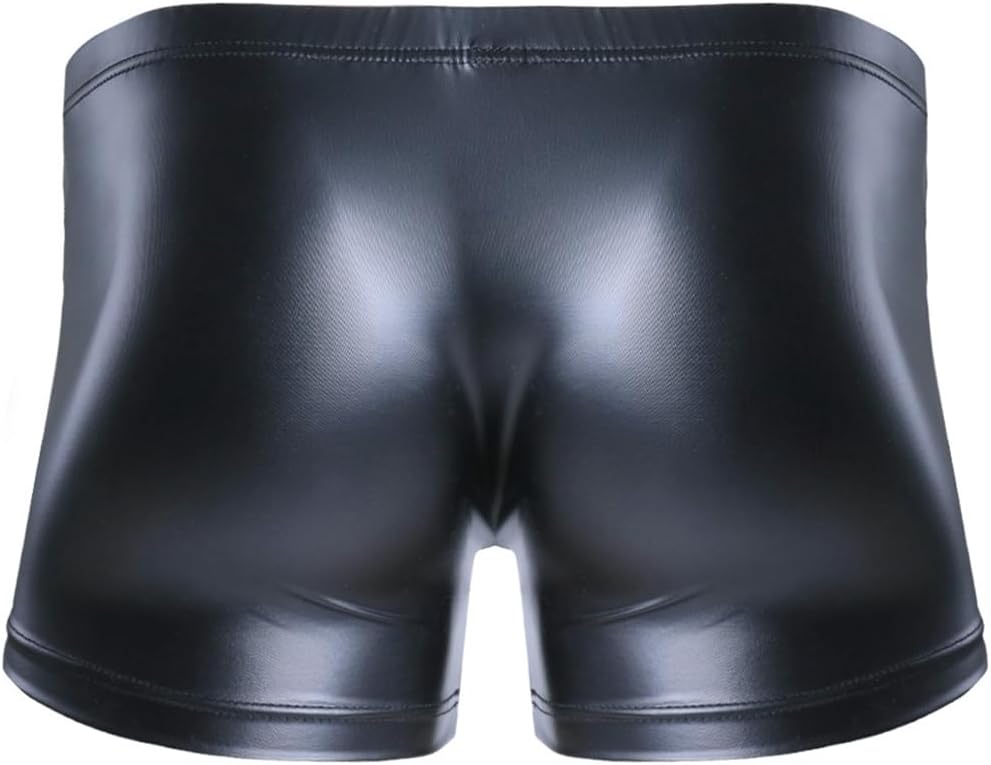 iiniim Mens 4Pcs Sexy Waiter Cosplay Costume for Nightclub Faux Leather Shorts with Collar Cuffs