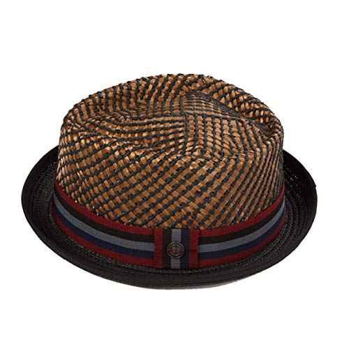 DASMARCA Mens Summer Pork Pie Straw Hat - Nico Bronze S