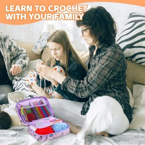 Image of QLECT Crochet Needle Kit 107Pcs with Carry Bag DIY Crochet Kit with Tools & Accessories Comprehensive Crochet Kit for Beginners & Professionals(Assorted Colours)