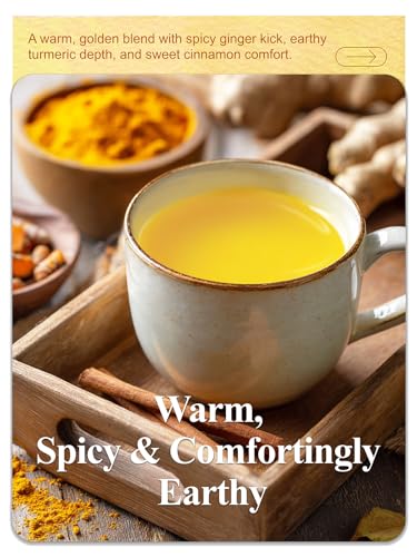 Image of LOOMICA Turmeric Ginger Cinnamon Tea, Naturally Caffeine-Free, Warm & Spicy Herbal Blend, Rich & Aromatic, Perfect for Cozy Mornings & Relaxing Evenings, 20 Counts