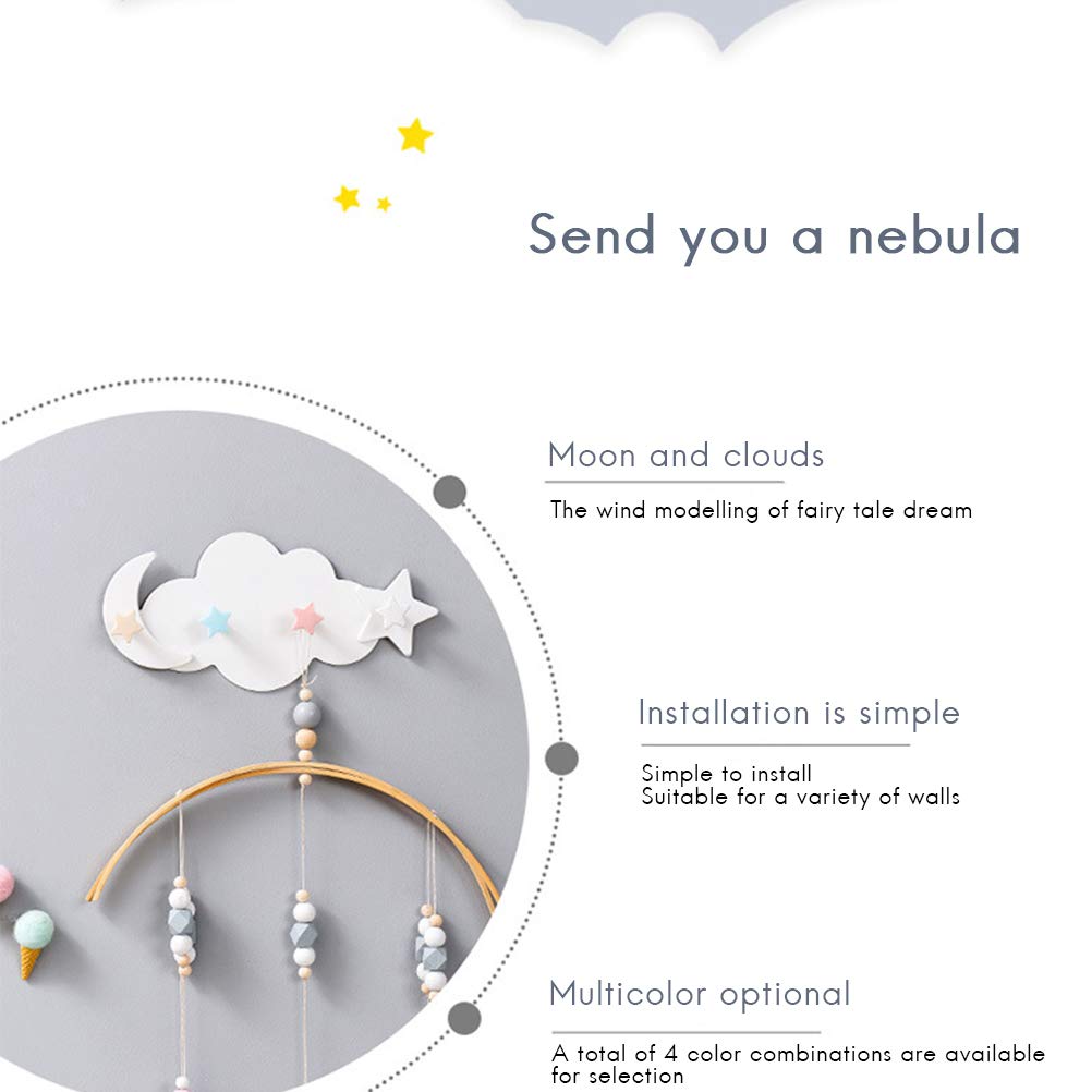 Ganchos de pared, nubes, ganchos autoadhesivos para pared y papel pintado, estantería de pared para habitación infantil, ganchos autoadhesivos, sin taladrar