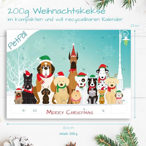 PetPäl Hunde Adventskalender 2025 - Ohne Getreide, Gluten, Zucker, Salz - DER Gesunde und Leckere Snack, Leckerli zu Weihnachten für Deinen Hund - Natürliche Hundekekse zum Advent - Made in Germany