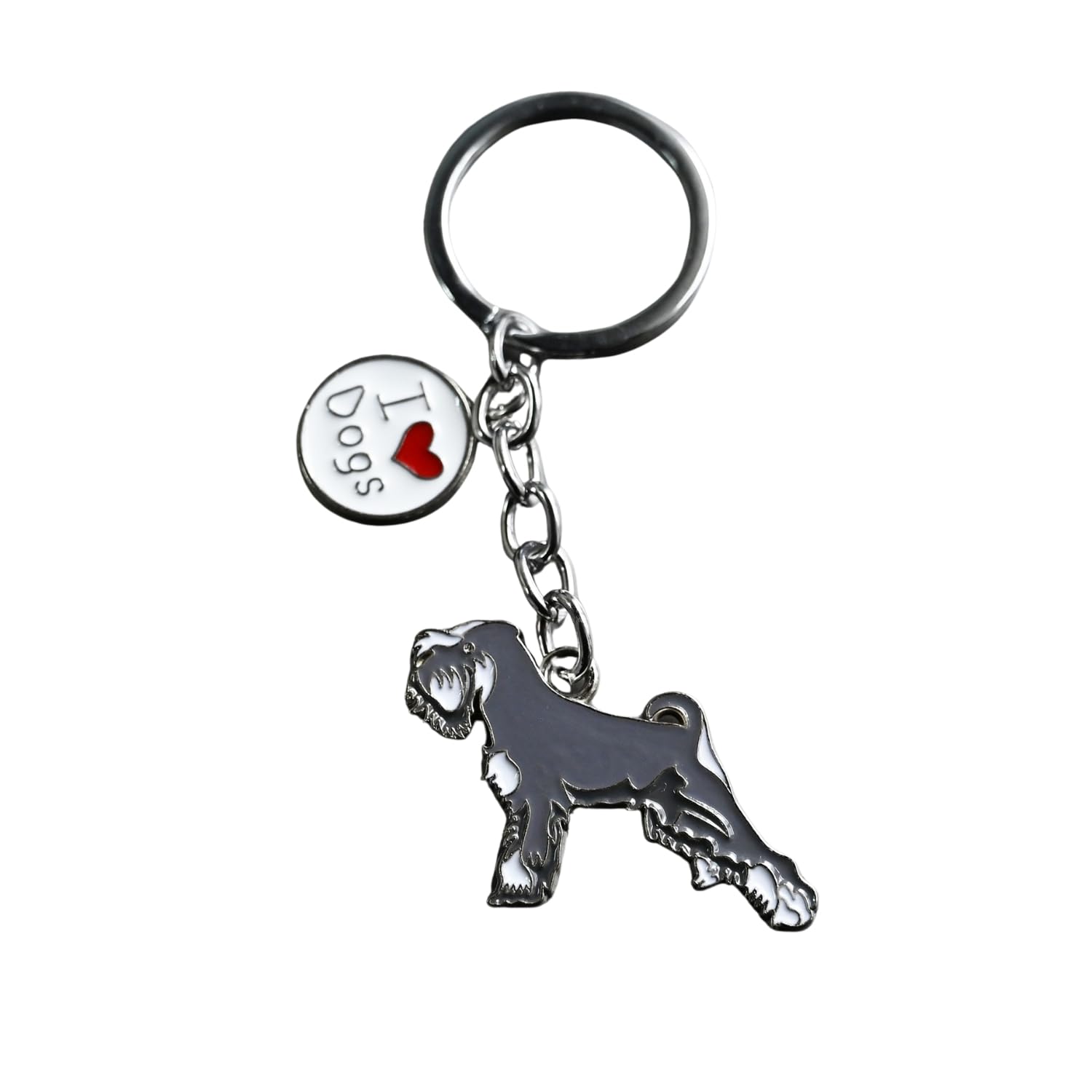 BT Bear Dog Key-ring Keychain,DO ID Tag Cute Metal Dog Keychain Keyring Keyfob Bag Charm（Grey Schnauzer）