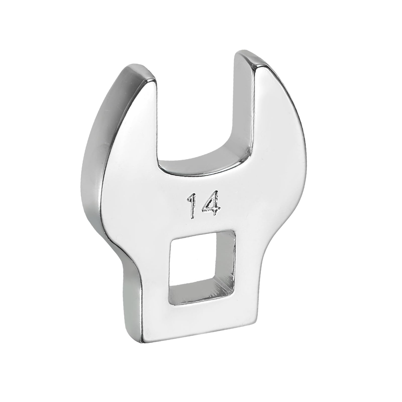 sourcing map Drive Crowfoot Wrench 3/8 Inch 14mm Metric Flare Nut Wrench CR-V Steel Electroplating Open End Crowfoot Spanner for Automotive Repair Mechanics, Bright Silver
