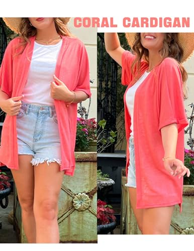 Image of Yekaty Lightweight Cardigans for Women Casual Summer Short Sleeve Cardigan Open Front Beach Coverups 2026