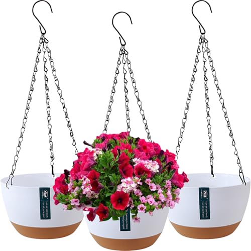 Duscdesp 3 Stück Blumenampel, Blumentopf Hängend für Innen Außen, Hängetopf für Pflanzen mit Drainagelöchern und Abnehmbarem Untersetzer, hängeampel Blumentöpfe zum Aufhängen für Haus Garten Balkon Duscdesp 3 Stück Blumenampel, Blumentopf Hängend für Innen Außen, Hängetopf für Pflanzen mit Drainagelöchern und Abnehmbarem Untersetzer, hängeampel Blumentöpfe zum Aufhängen für Haus Garten Balkon