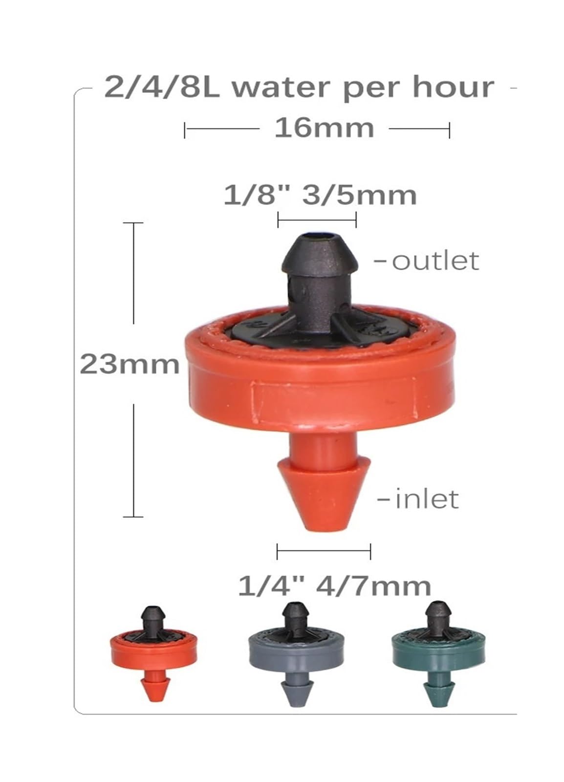 50/100PCS 2L 4L 8L/H Gocciolatore con compensazione della pressione 4/7mm Tubo Puncher di irrigazione del prato da giardino agricolo Flusso costante(2L Dripper-100pcs)