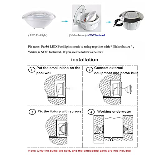 Zwembadverlichting LED Zwembadlamp 12v Draadloze Afstandsbediening IP68 Waterdicht Kleurrijke Par56-lamp Ingebed… - Image 8