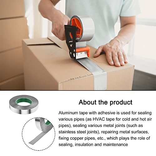 Image of Aluminum Foil Tape Adhesive Metal Tape, [for Sealing Patching Hot Cold HVAC, Duct, Pipe Insulation] - 1 inch /164ft /2.4 Mil