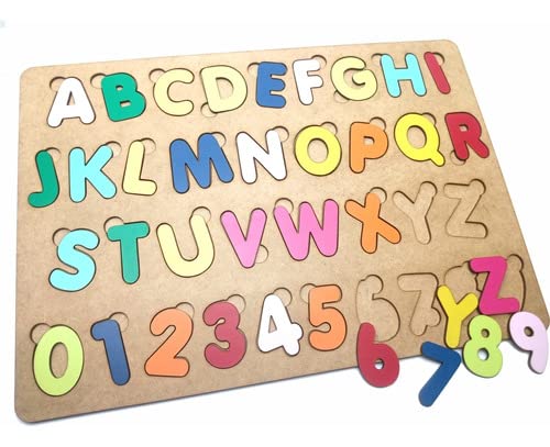 Brinquedo Madeira Letras e Números + Vogais Alfabeto MDF Grande - Mega Impress