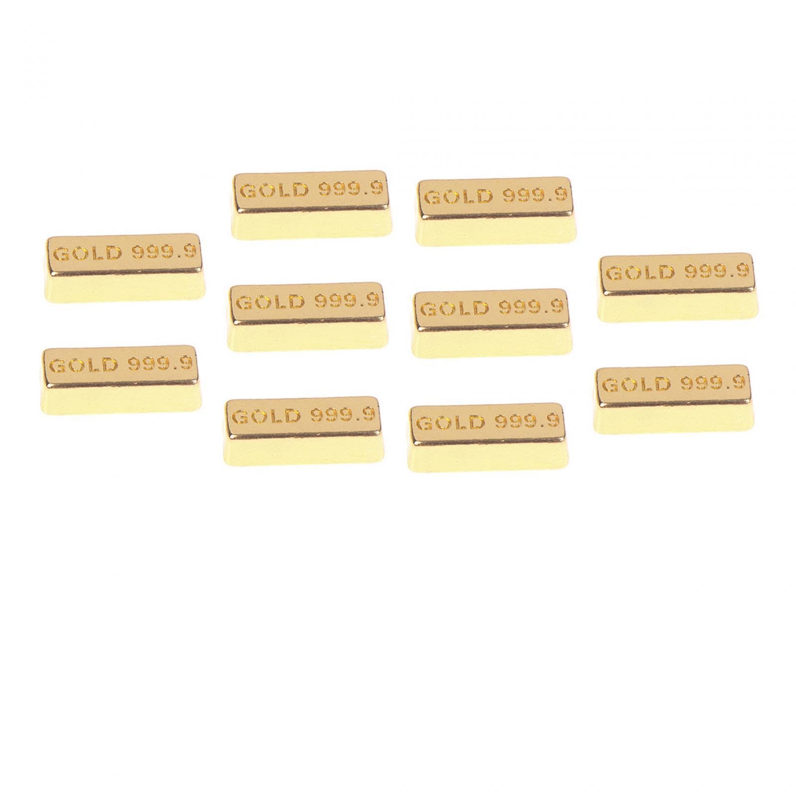 Sharplace 10 x 1/12 Mini Gold Brick Miniature Alloy Gold Bar Decorative Brick Role Play for Layout Sand Table DIY Landscape