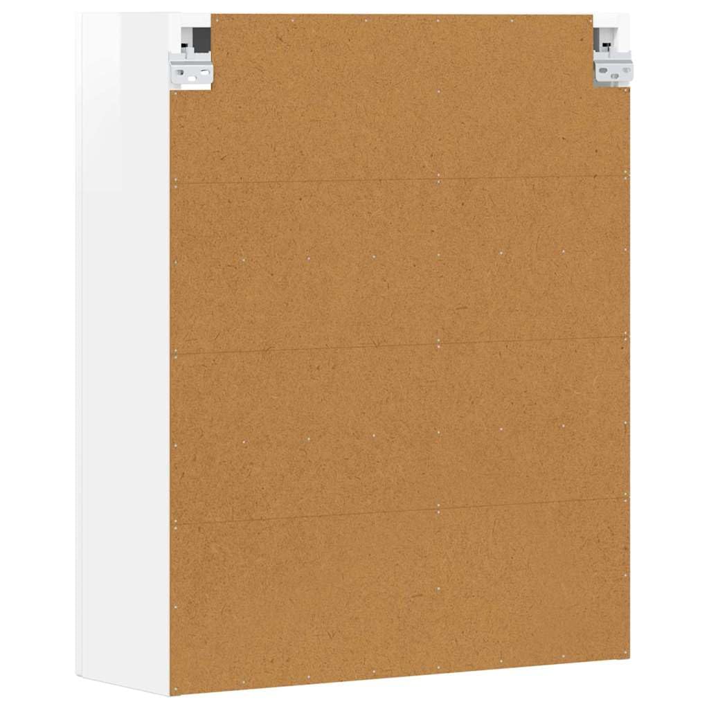 ELST - Armadio pensile bianco lucido, 59 x 20 x 71,5 cm, in legno con 6 ripiani da parete, versatile per cucina, corridoio, soggiorno