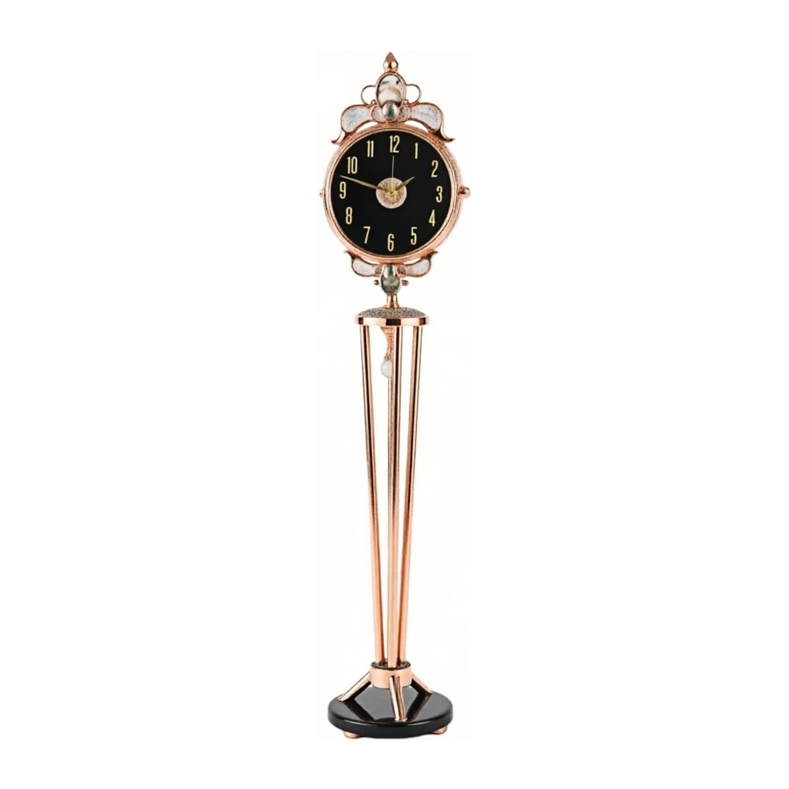 FZL02068LM Grandfather Metal Floor Standing Clock Quartz Silent Movement European Style Decorative Standing clock(Black)