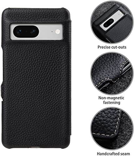 STILGUT Book Case Compatible with Google Pixel 7 Leather Case with Clip Closure, Leather Case, Flip Case, Mobile Phone Case - Black - Image 2