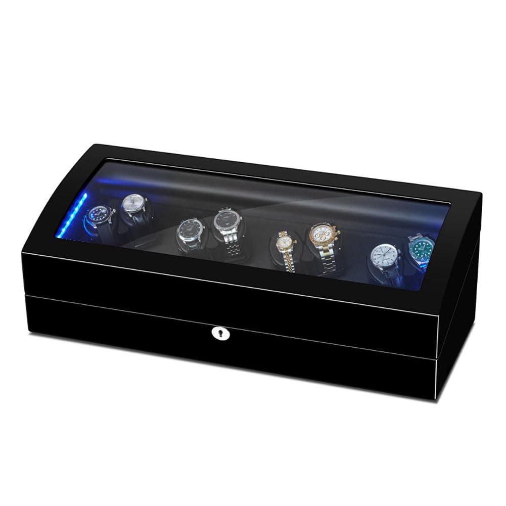 Hgtrh Black Lacquer Black Pu Watch Winder, Automatic Watch Winder Rotating Watch Box Watch Shaker Watch Spinner