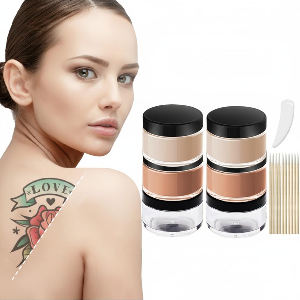 Tattoo Cover Up Makeup Waterproof 2 Colors Full Coverage Concealer for Tattoos Scars Dark Spots Sweatproof Transfer-Resistant 2