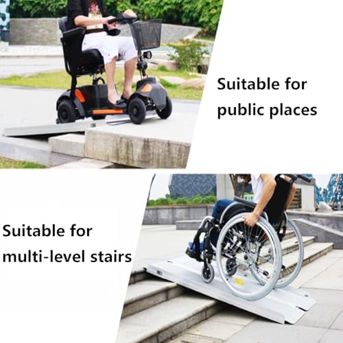 Portable Folding Aluminum Wheelchair Ramp - Non-Slip for Home Stairs, Doorways, Scooters, 300kg Capacity, 150x72cm - Easy Access for Disabled, Seniors, and Mobility Devices