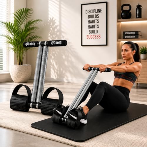 Image of ODDISH Way to Fitness Double Spring Tummy Trimmer Heavy Duty Dual Spring Core Trainer with Foot Pedal Red /Black Standard Size