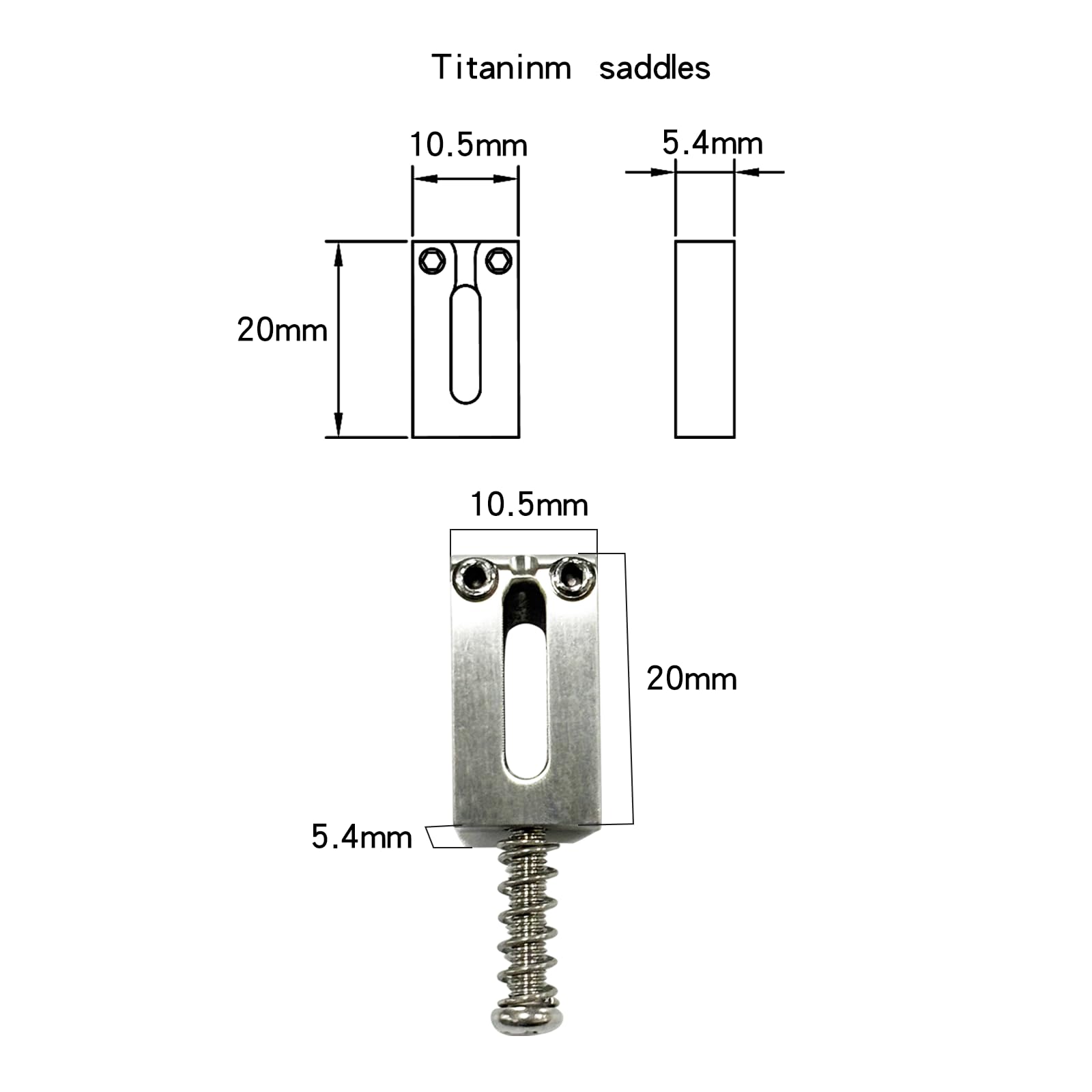 OVSAL Titanium Alloy Guitar Bridge Saddles 10.5mm Electric Guitar Alloy Saddles for Fender Strat Stratocaster Tele Telecaster 6 String Guitar Tremolo Bridge Saddles (K-shaped)