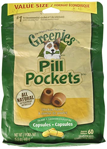 Greenies Chicken Pill Pocket Dog Capsule Treats (2) 15.8oz Bags - 120 Total Capsules Greenies Chicken Pill Pocket Dog Capsule Treats (2) 15.8oz Bags - 120 Total Capsules