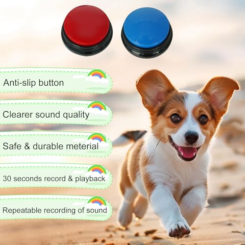 Gelabur Set von 2 Hunde-Tasten für die Kommunikation, Sprachaufzeichnbare Tasten, Hunde Training sprechen Tasten Starter Set, Haustier einfach sprechen Tasten Werkzeuge