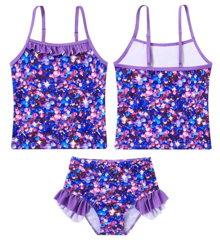 Image of BFUSTYLE Girls Swimsuit 3 Pieces Rash Guard Kids Long Sleeves Bathing Suit 3-8 Years Sun Proction Swimwear Tankini