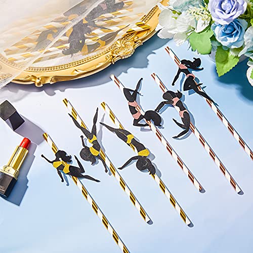 36 pitillos de papel dorados para fiesta miniatura 4