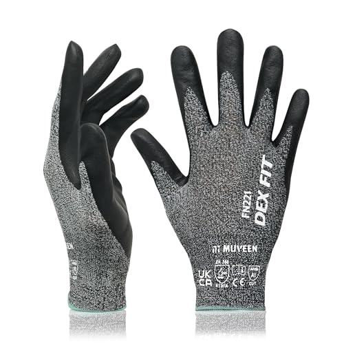 DEX FIT FN221 Thin Nitrile Coated Work Gloves — 15-Gauge 3D Comfort Fit, Power Grip Palm,...