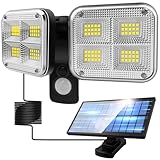 Bst Jyob ソーラーライト 屋外 センサーライト 防水 【2025初売り 銀シルバー蒸着塗装付き 超高輝度】 LED 人感 太陽光発電 光感 電気代不要 分離型 5mケーブル付き 自動点灯/消灯 壁掛け式 フリーアーム式 ソーラー式 2面発光 シルバー