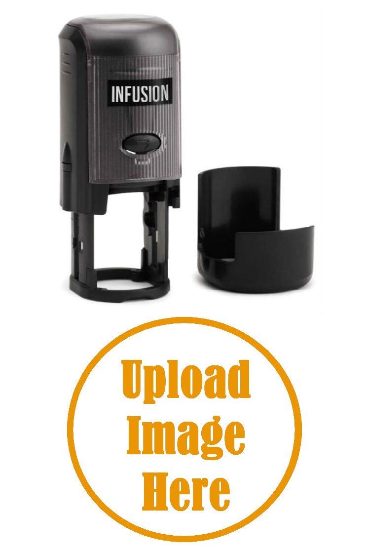 Infusion Custom Logo Round Self-Inking Rubber Stamp (1" Diameter), Zinc