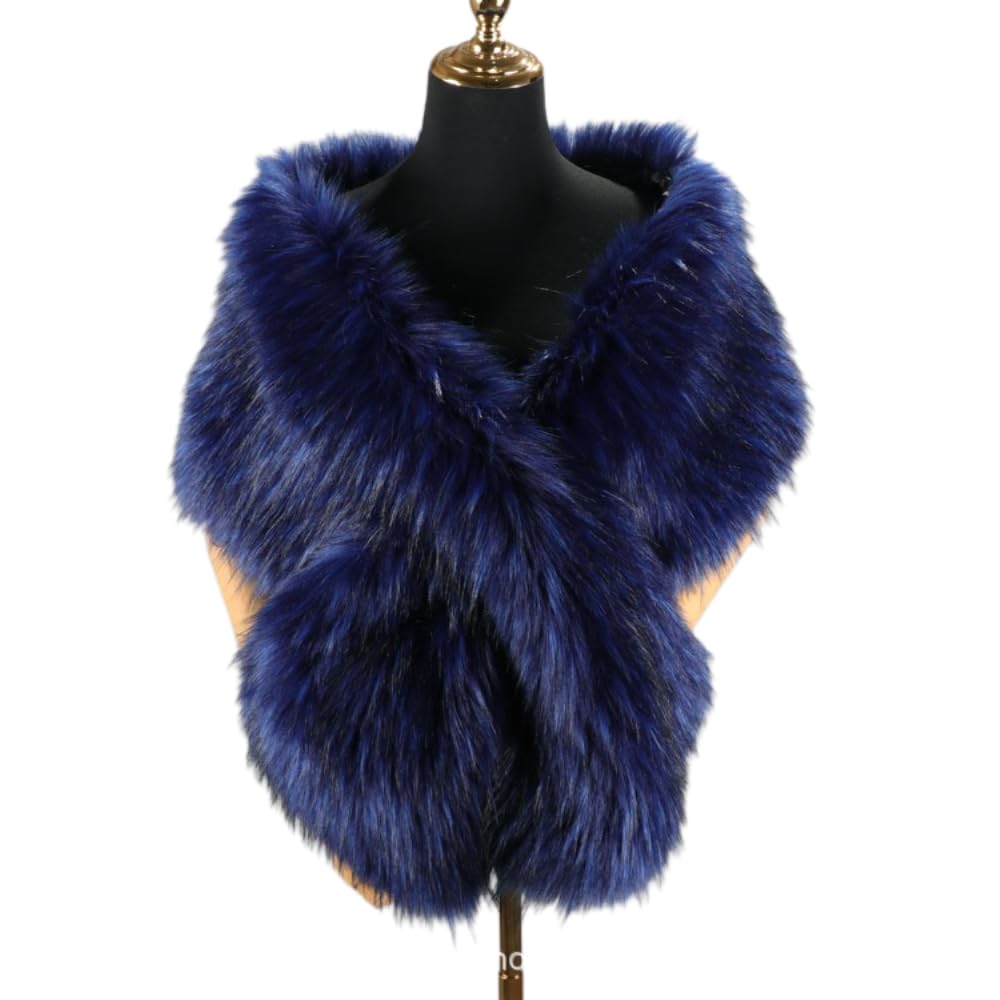 Sciarpa in pelliccia sintetica morbida e calda stole per la sposa, per la sera, per l'inverno, lunga, Shawl Shrug Faux Fur Scarf Wrap, per sposa, matrimonio, festival, Natale, nero, 160 cm