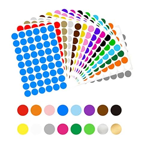 Jaimela 864 Stück 20mm Runde Punktaufkleber Klebepunkte Etiketten Markierungspunkte, 16 Farben Bunte Selbstklebende Klebepunkte Aufkleber Cover
