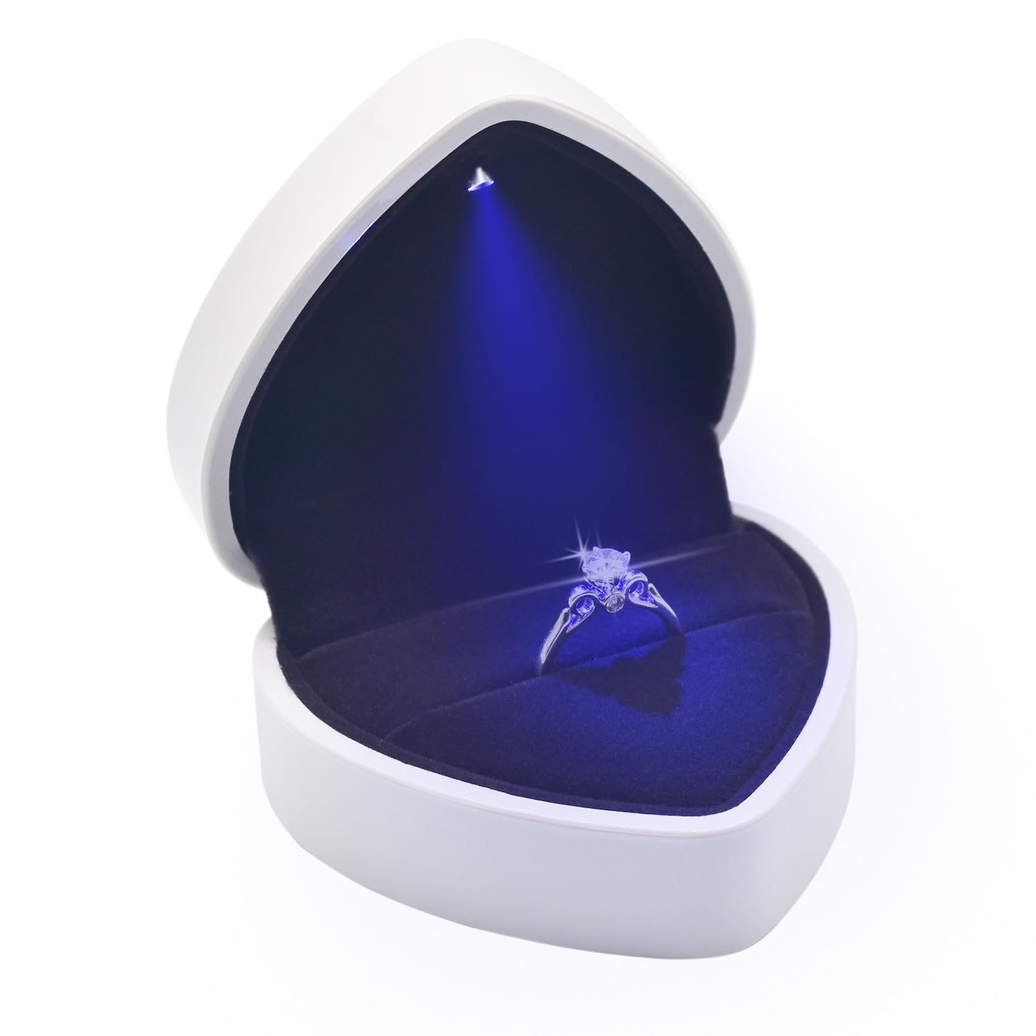 Écrin bague fiançailles LED cœur | Éclat parfait même dans le noir