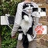 Chongker Katzenförmiger Rucksack mit verstellbarem Riemen, Katzengeldbörse, realistischer Plüsch-Rucksack, Schultasche für Damen und Mädchen, Schwarz , L #2