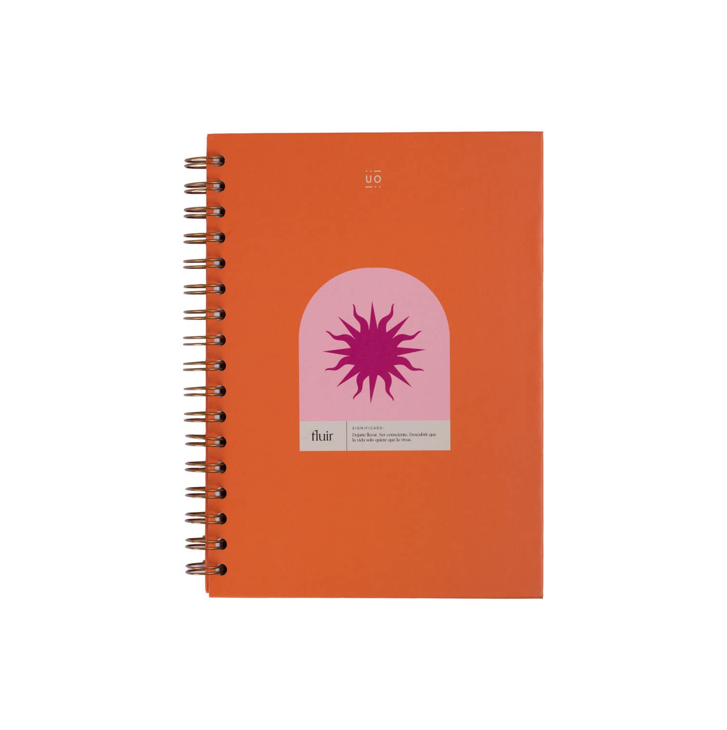 UO Cuaderno Libreta A5, Fluir. Tapa dura, 200 páginas, lineas punteadas, espiral (15x22cm), Naranja