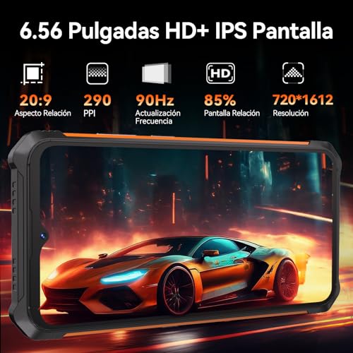 Cubot KingKong ES - Smartphone HD+ da 6,56", 16GB (6GB+10GB) RAM e 128GB ROM, Tripla fotocamera da 48 MP, Batteria 5100mAh, Android 14, Processore OctaCore, Colore Nero+Arancione - 2